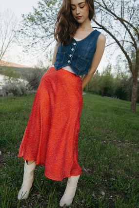 Spotted in Red Skirt Couture Inspired Clean Cut