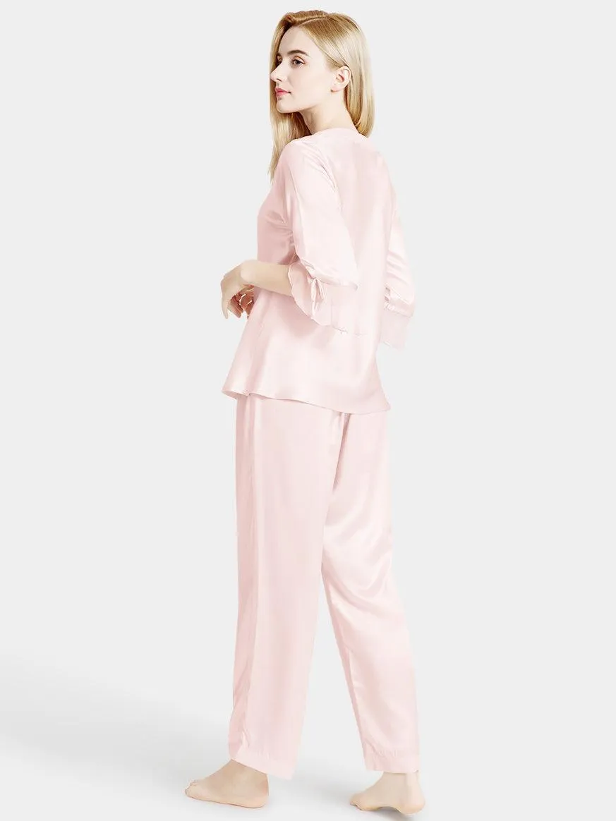 Pure 22 Momme 100% Mulberry Silk Luxury Full Length Long Silk Pajamas for Women