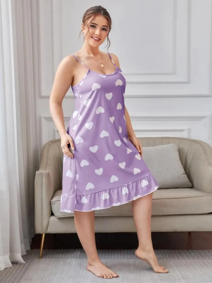 Purple Heart Short Nighty for Women