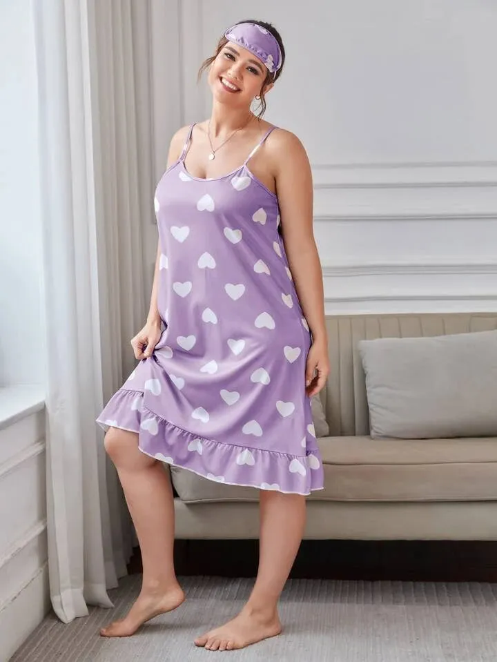 Purple Heart Short Nighty for Women