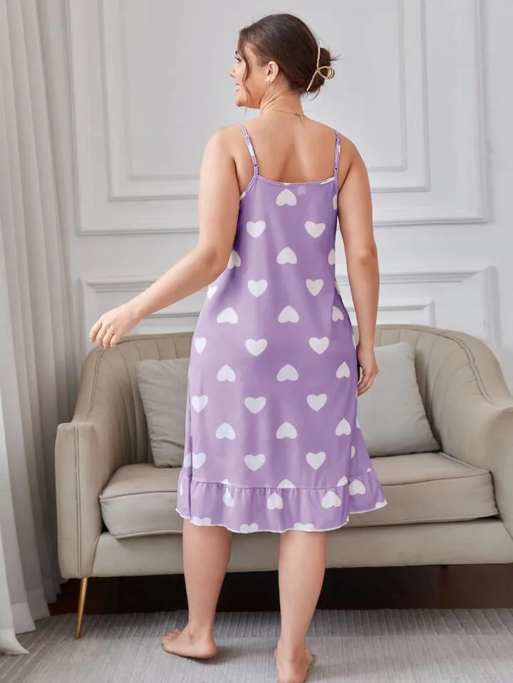 Purple Heart Short Nighty for Women