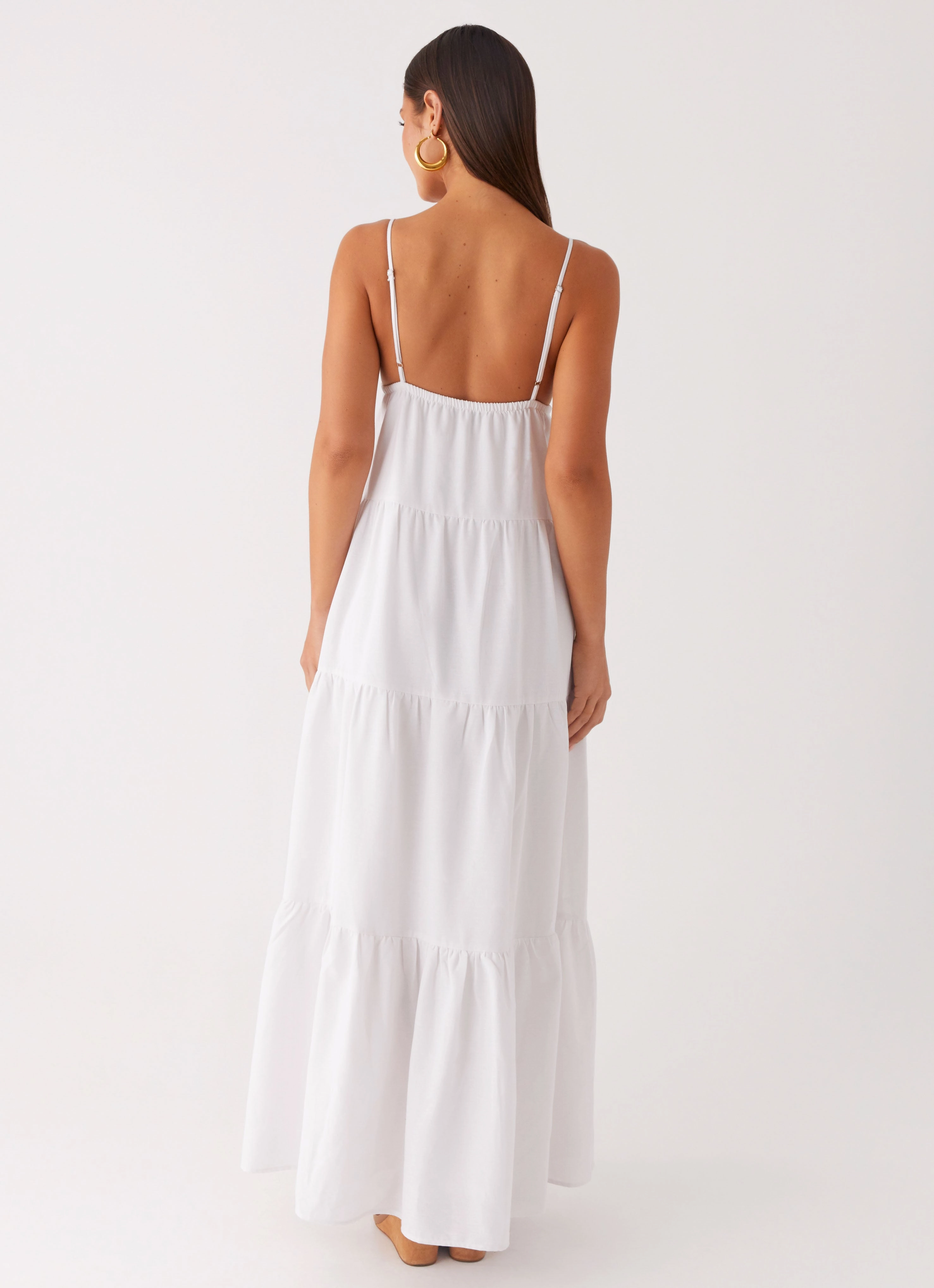 Lotty Linen Maxi Dress - White Bright-Hue