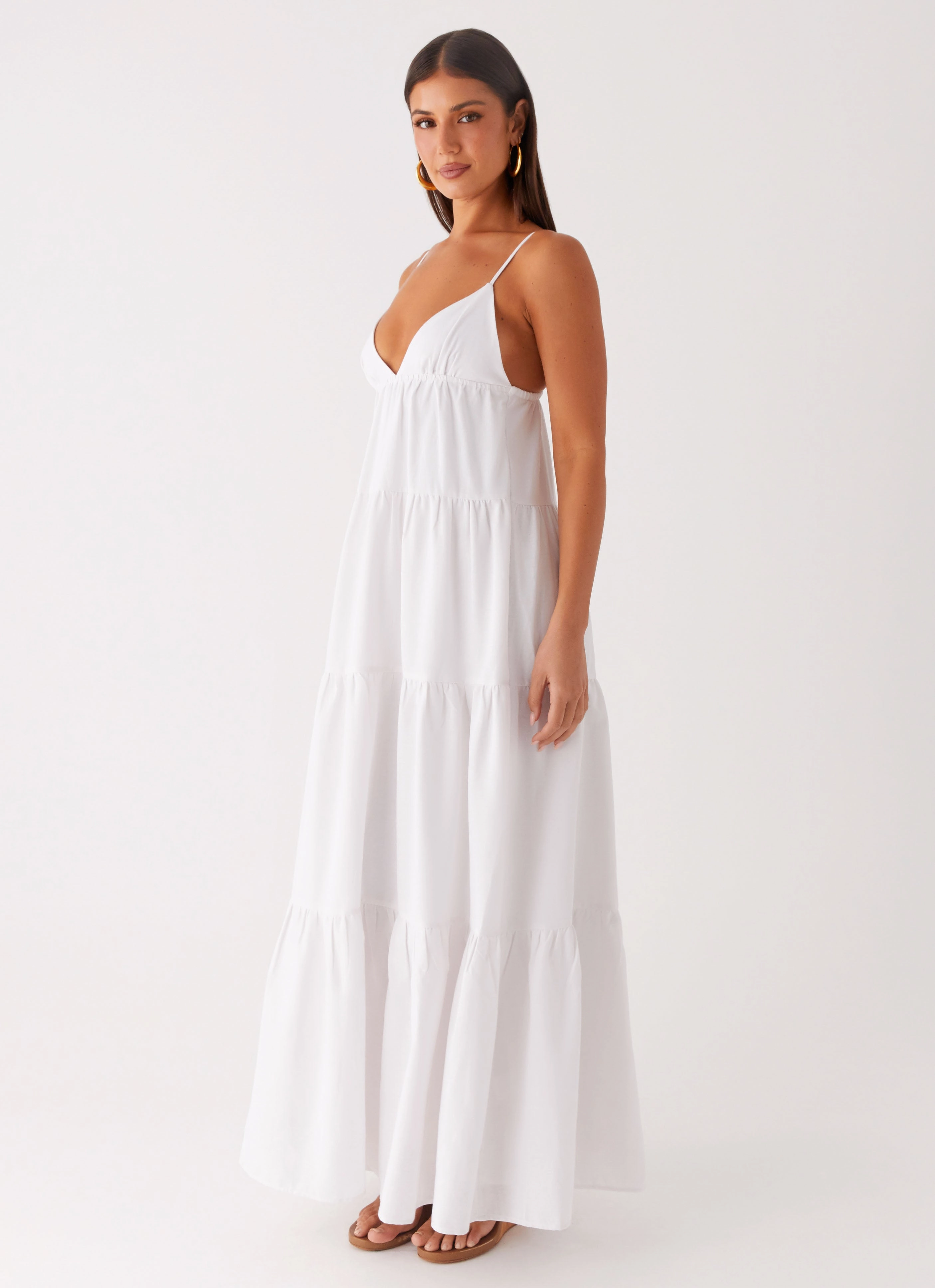 Lotty Linen Maxi Dress - White Casual weekend dress Smart Fit Wear