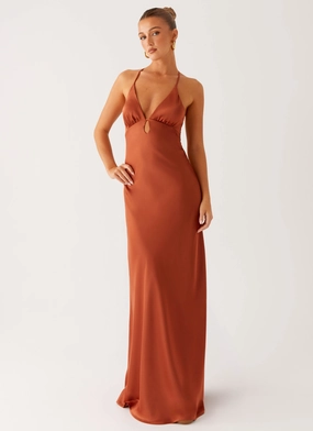 Sundowner Maxi Dress - Rust Soft Silhouette Bright Bloom
