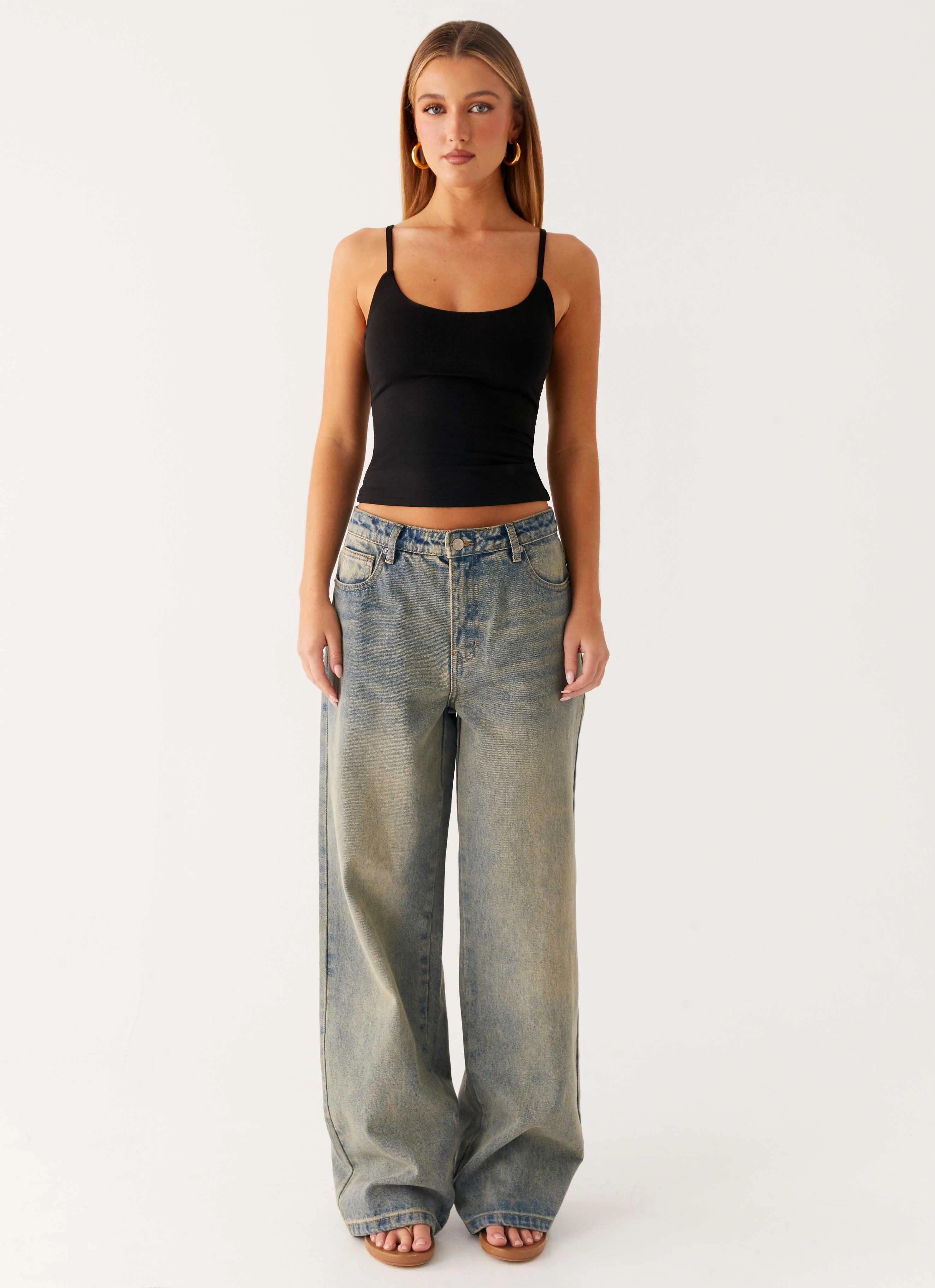 Classic Wear Morning Stroll Keanna Low Rise Denim Jeans - Dirty Wash