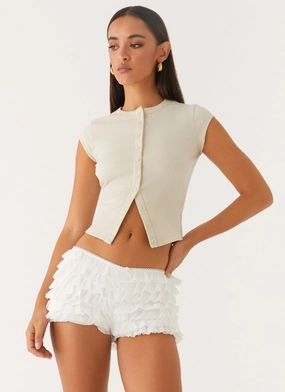 Pixie Bloomer Shorts - White Comfy Material Durable Hem