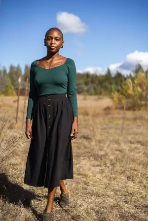 Camille Top in Emerald Cotton Knit Thermal Regulation Fabric