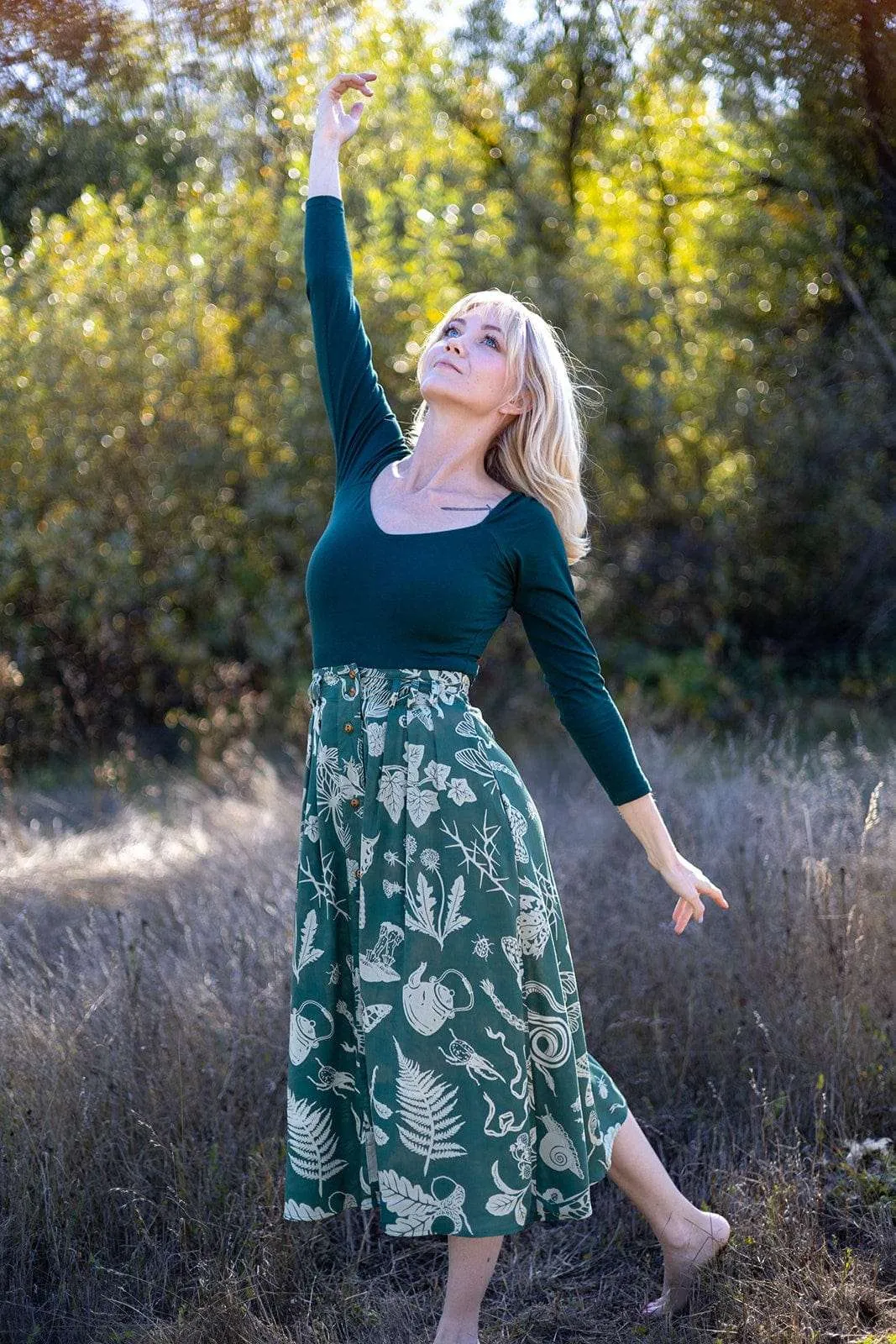 Microfiber texture Camille Top in Emerald Cotton Knit