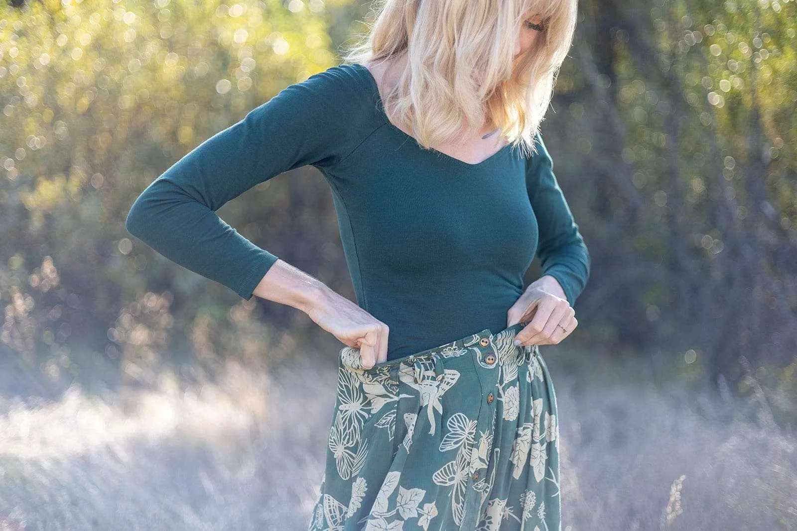 Heather Effect Finish UltraSoft Blend Camille Top in Emerald Cotton Knit