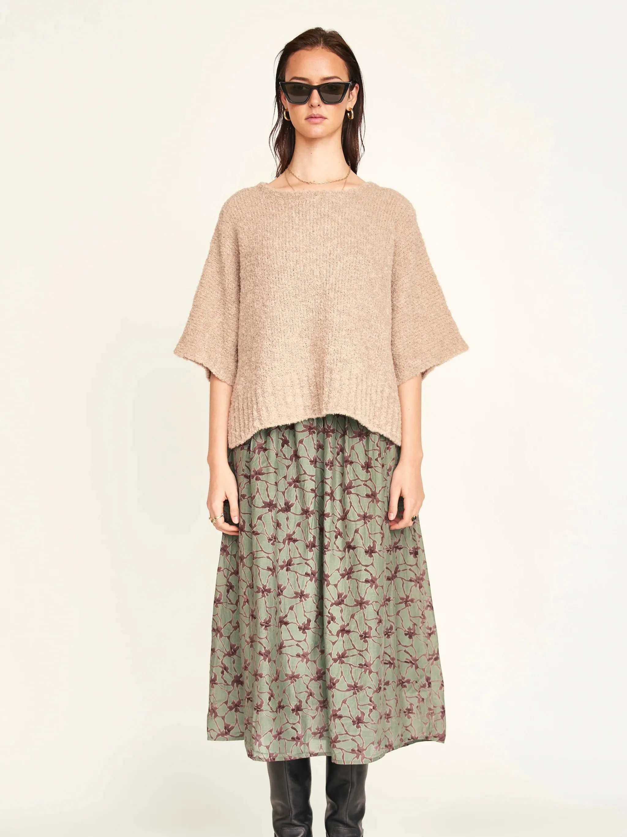 MoistureWicking Material Mirth Fez Boucle Top in Graham Cracker