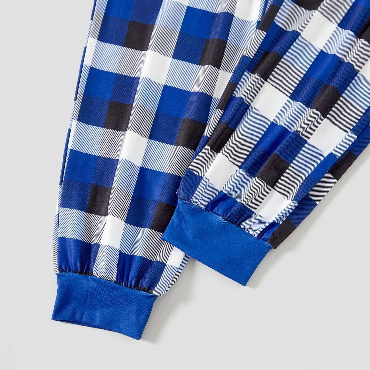 "Family Christmas 2024 Making Memories Together" Cute Text Printed Blue and White Plaid Family Matching Pajamas