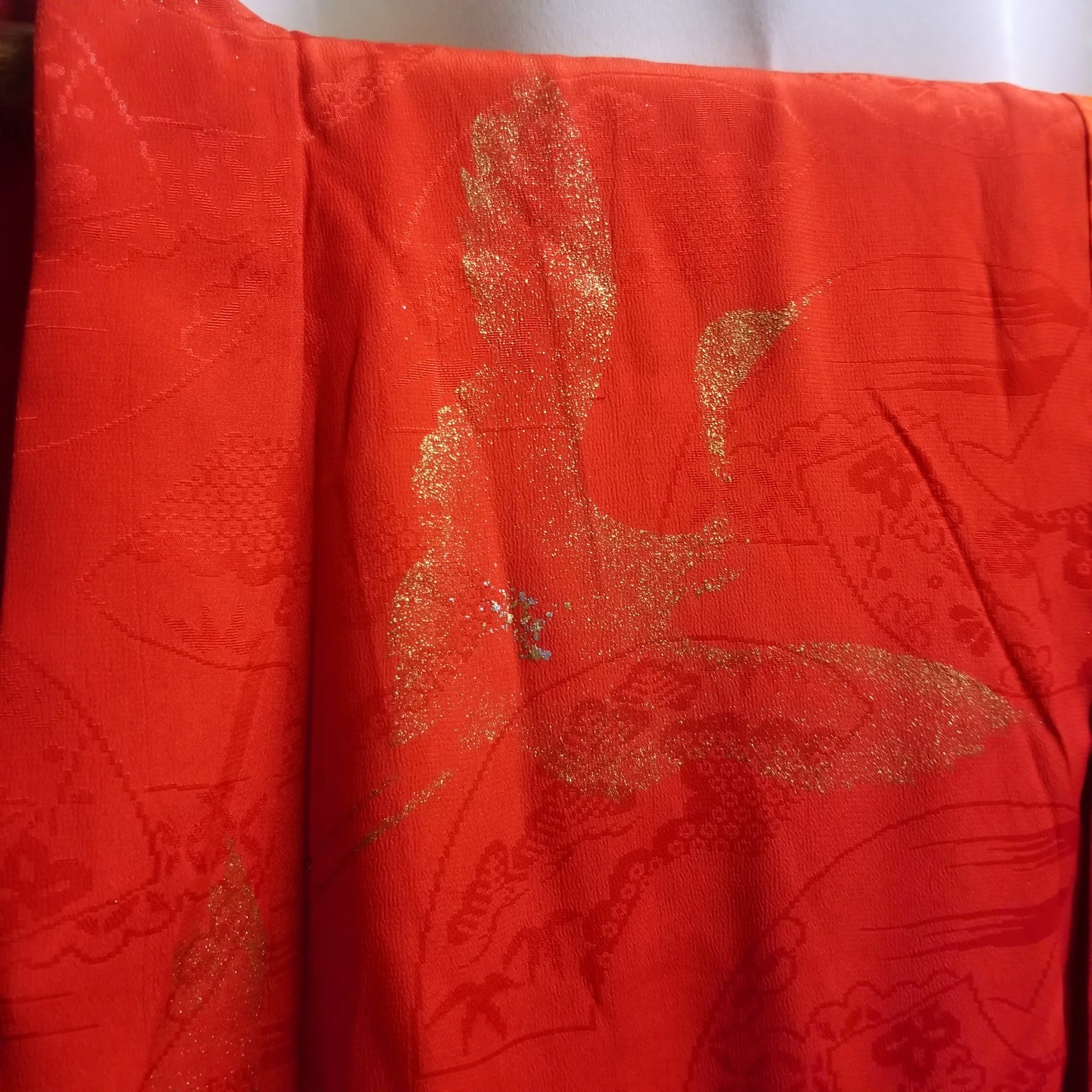 "Red with Crane" Vintage Underkimono