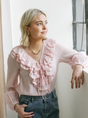 AbrasionResistant Finish Relaxed Blouse Rachelle Ruffle Blouse - Pink