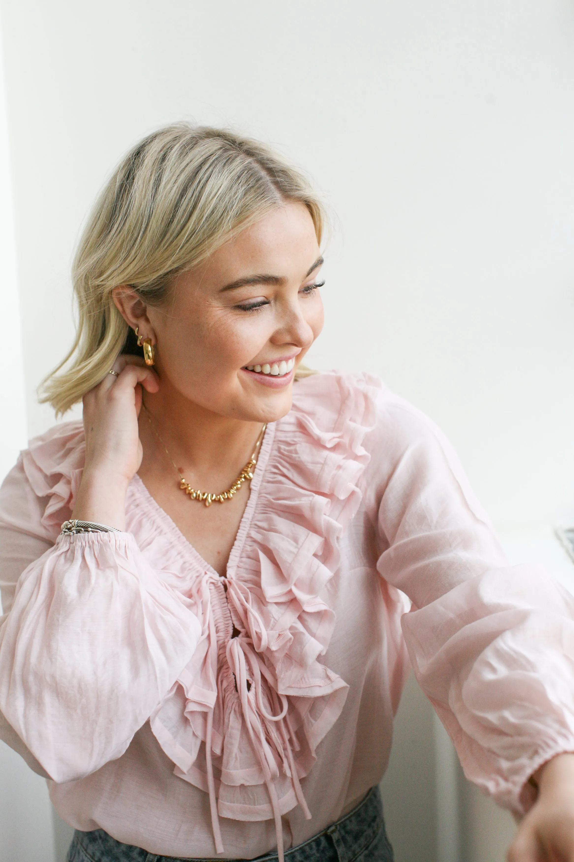 GarmentWashed Softness HypoallergenicMaterial Rachelle Ruffle Blouse - Pink
