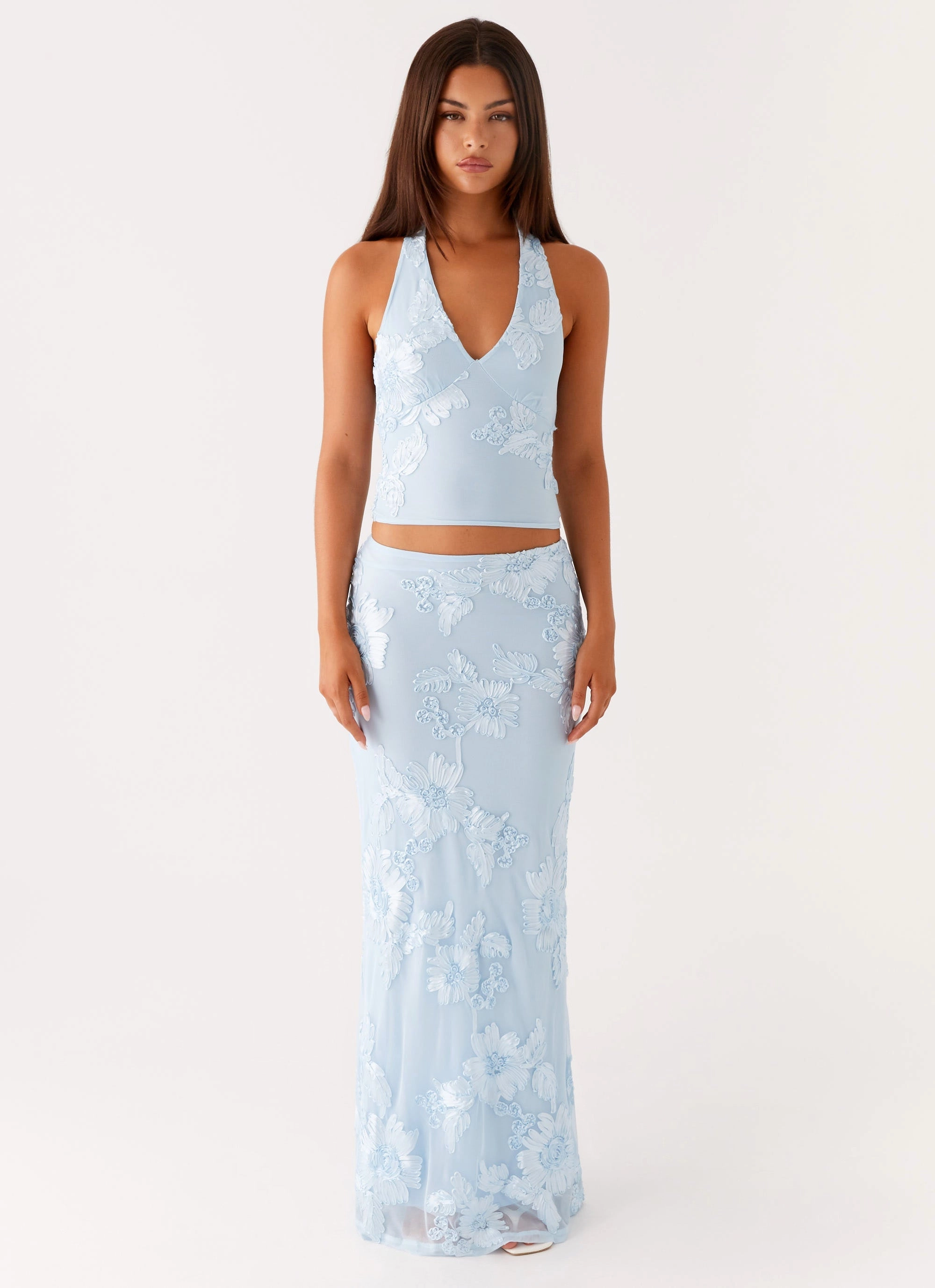 Radiate Maxi Skirt - Blue Smooth Motion
