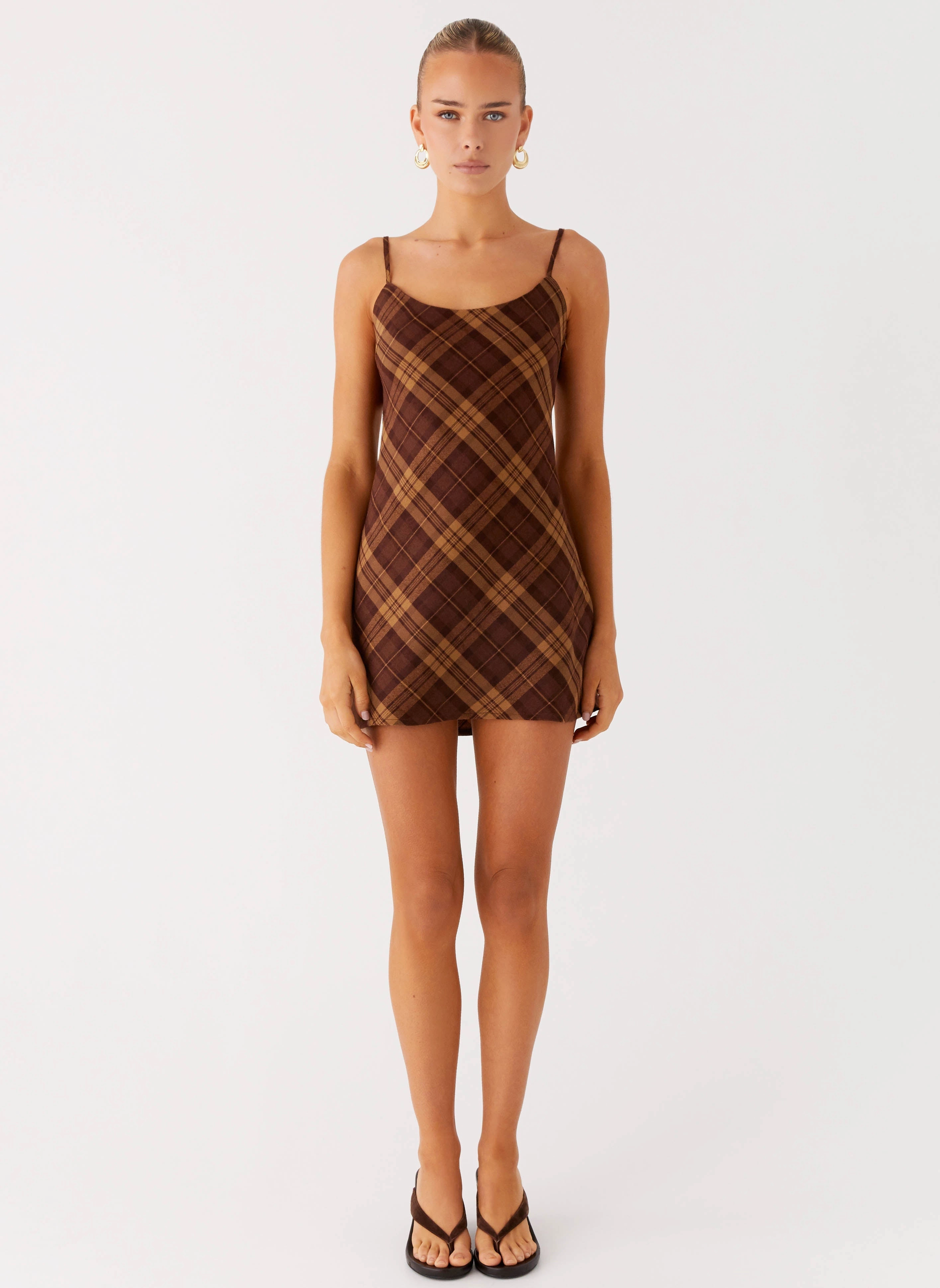 Office Friendly Cotton Skin Radio Star Mini Dress - Plaid