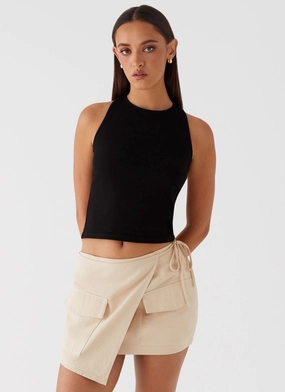 Athleisure Inspired Outfit Combo Rae Tie Side Pocket Skirt - Ivory