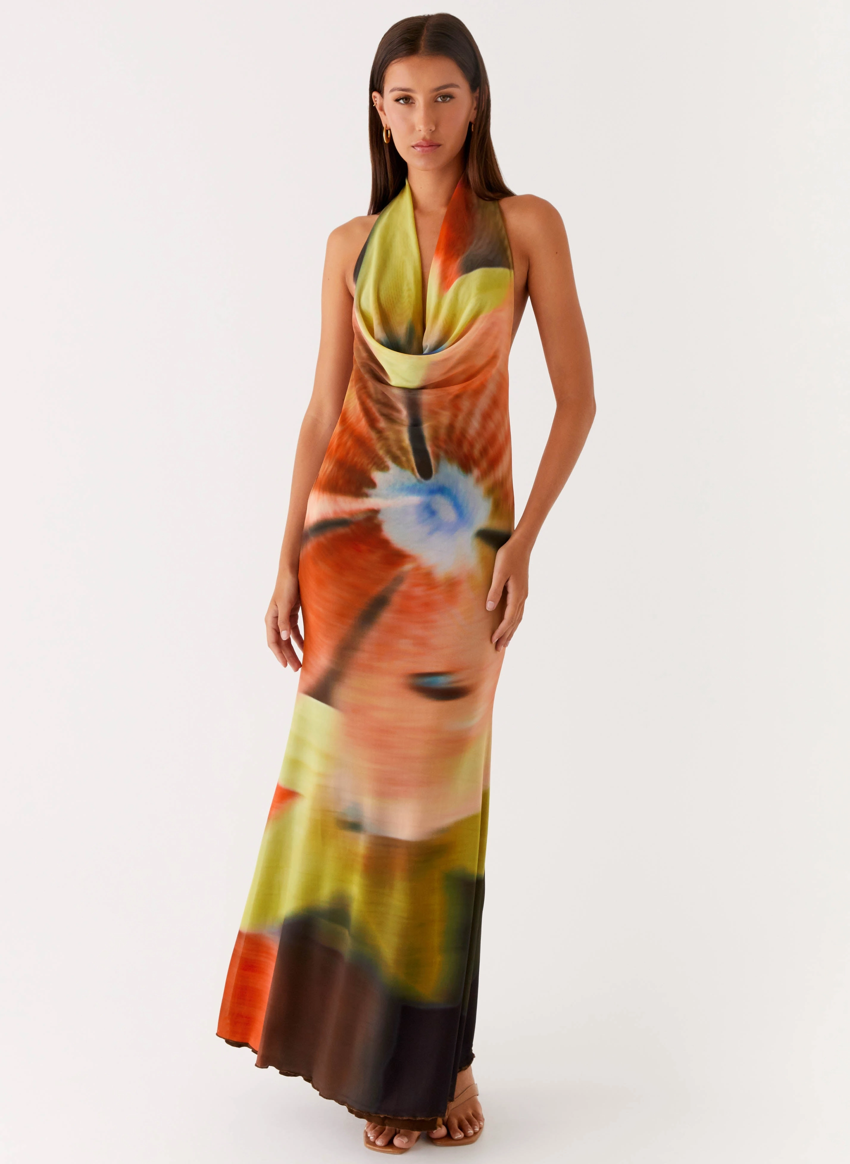 Raellia Maxi Dress - Moody Floral Ombre-Effect Subtle Edge