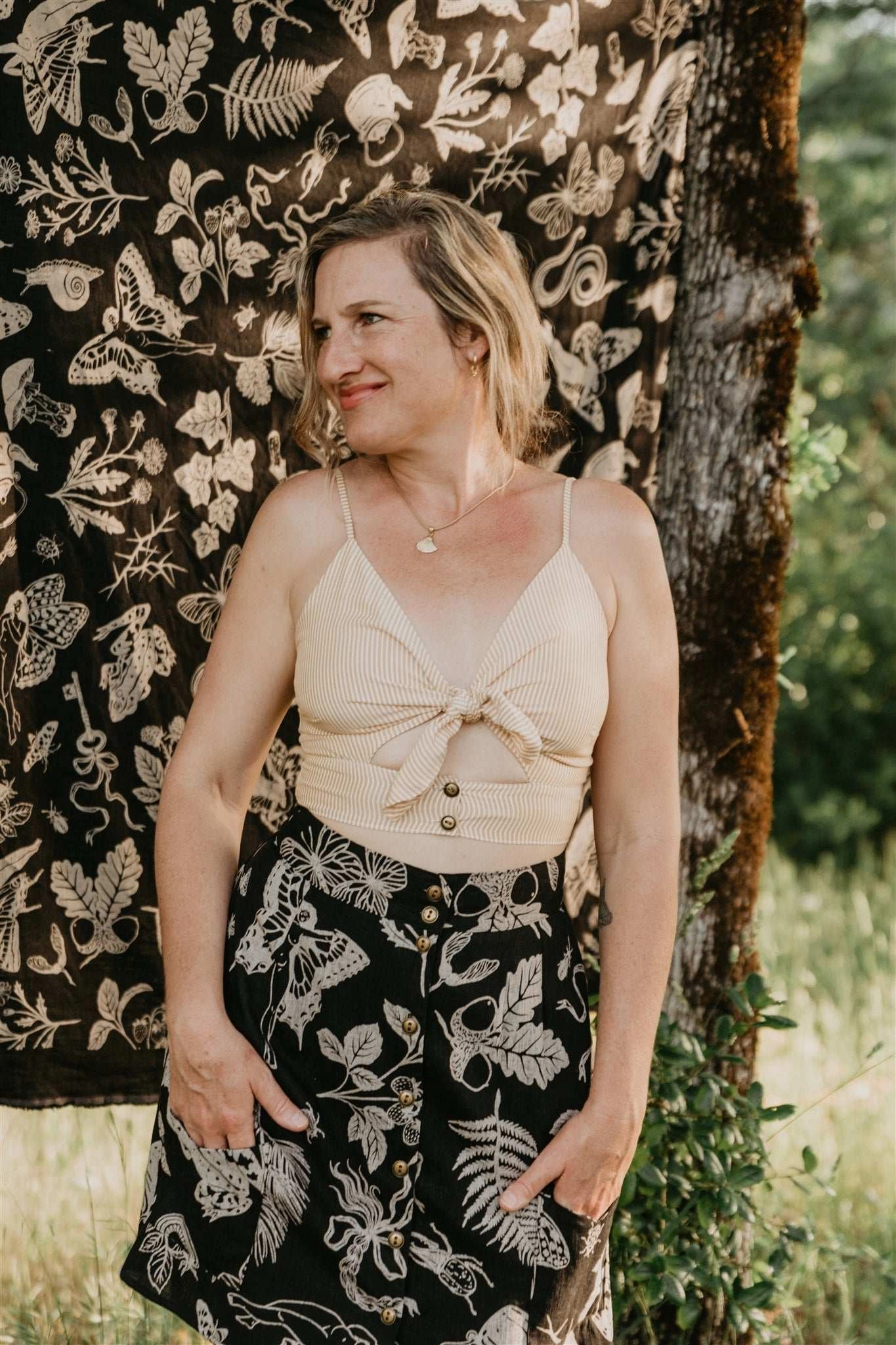 Functional Waist Cozy and Relaxed Rah Rah Skirt in Black Woodland Wonder