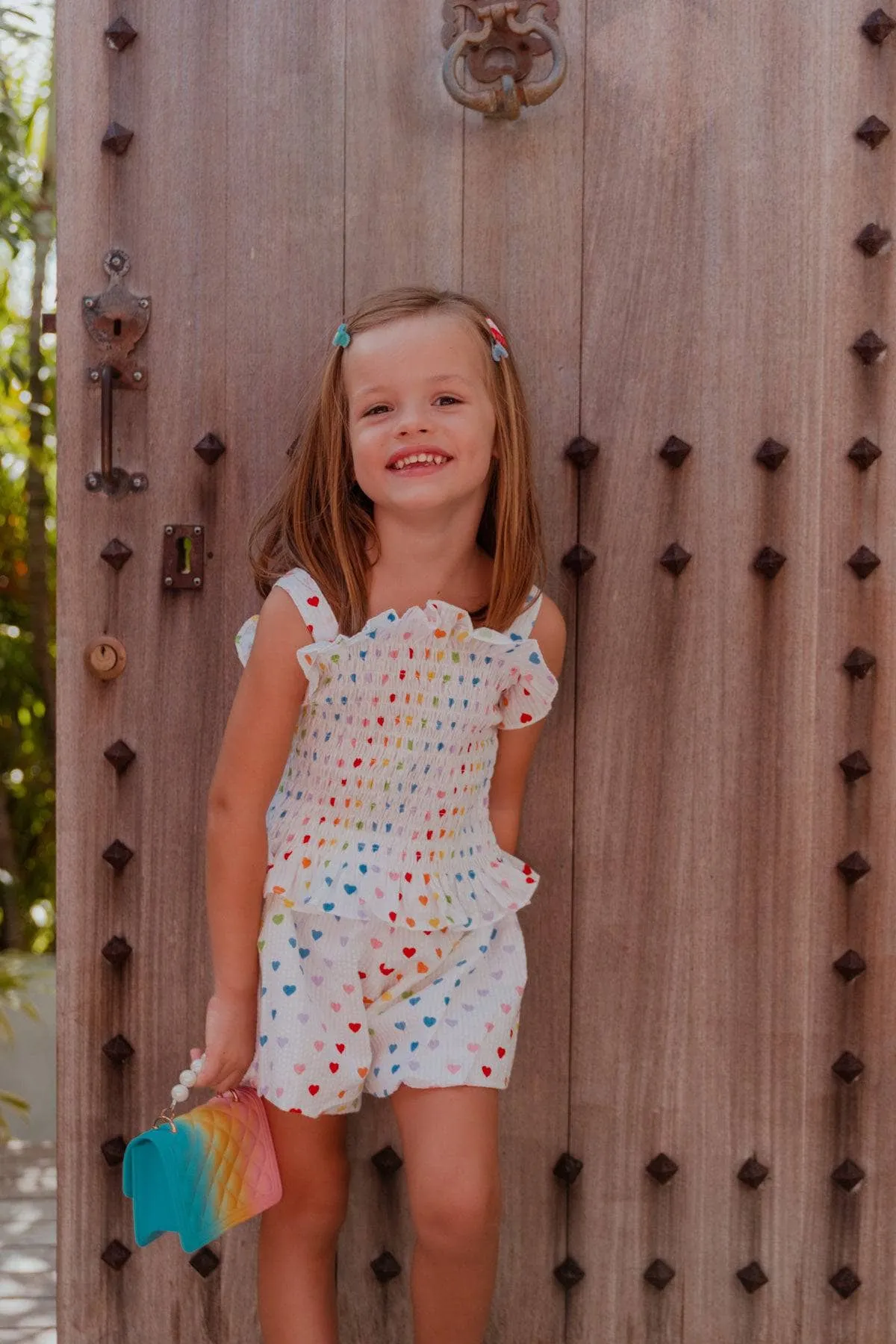 Rainbow Hearts Tank Shorts Set