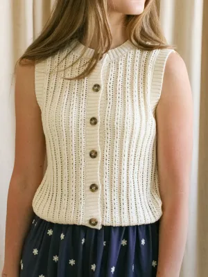 Randi Sleeveless Knit Top- Cream Relaxed Dress HypoallergenicConstruction