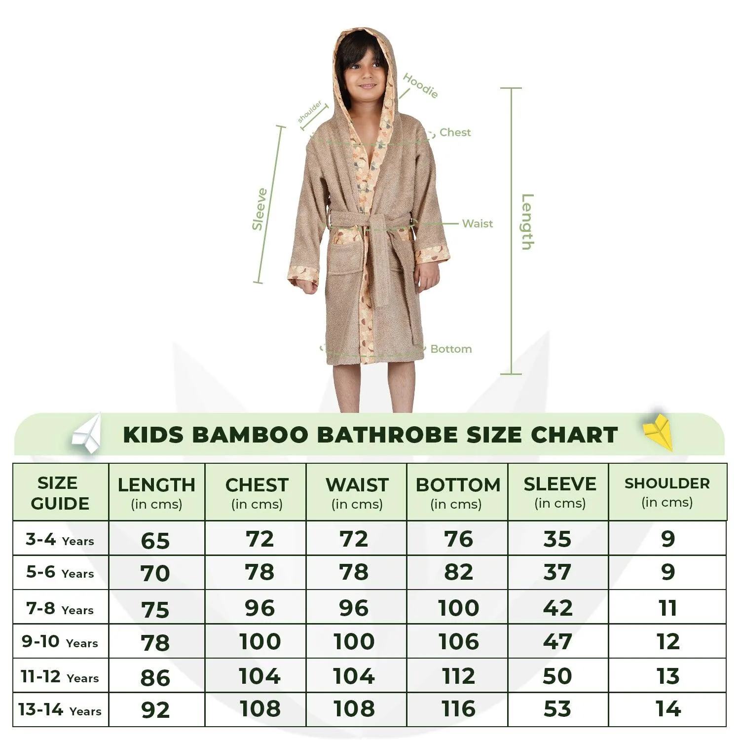 Rangoli Kids Bamboo Hooded Bathrobe | 500 GSM Ultra-Soft & Lightweight | 100% Bamboo Fabric for Gentle Comfort | Highly Absorbent & Breathable | Perfect for Bath, Swim, and Relaxation | Available in Various Sizes
