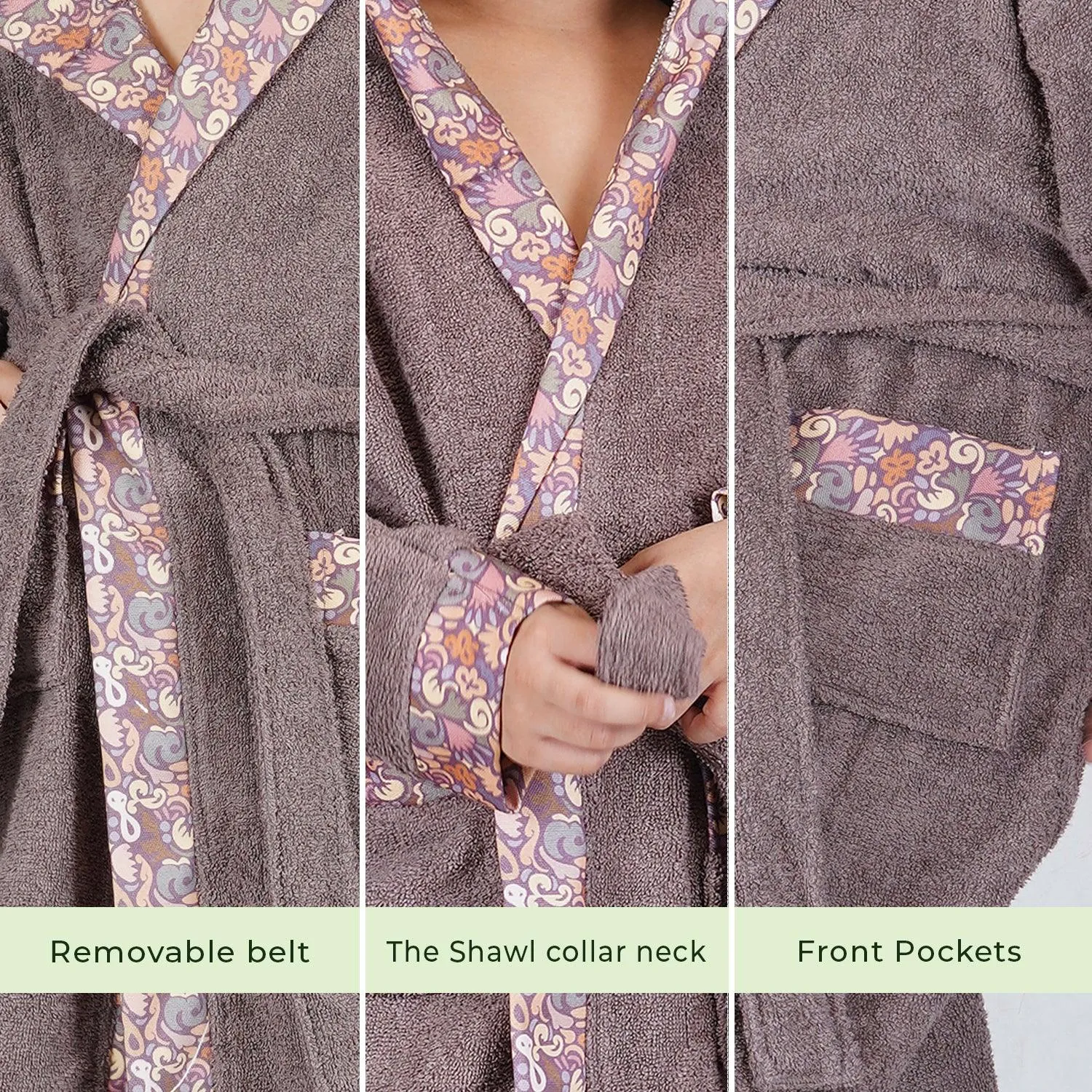 Rangoli Kids Bamboo Hooded Bathrobe | 500 GSM Ultra-Soft & Lightweight | 100% Bamboo Fabric for Gentle Comfort | Highly Absorbent & Breathable | Perfect for Bath, Swim, and Relaxation | Available in Various Sizes
