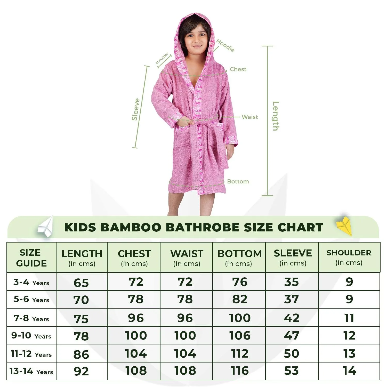 Rangoli Kids Bamboo Hooded Bathrobe | 500 GSM Ultra-Soft & Lightweight | 100% Bamboo Fabric for Gentle Comfort | Highly Absorbent & Breathable | Perfect for Bath, Swim, and Relaxation | Available in Various Sizes