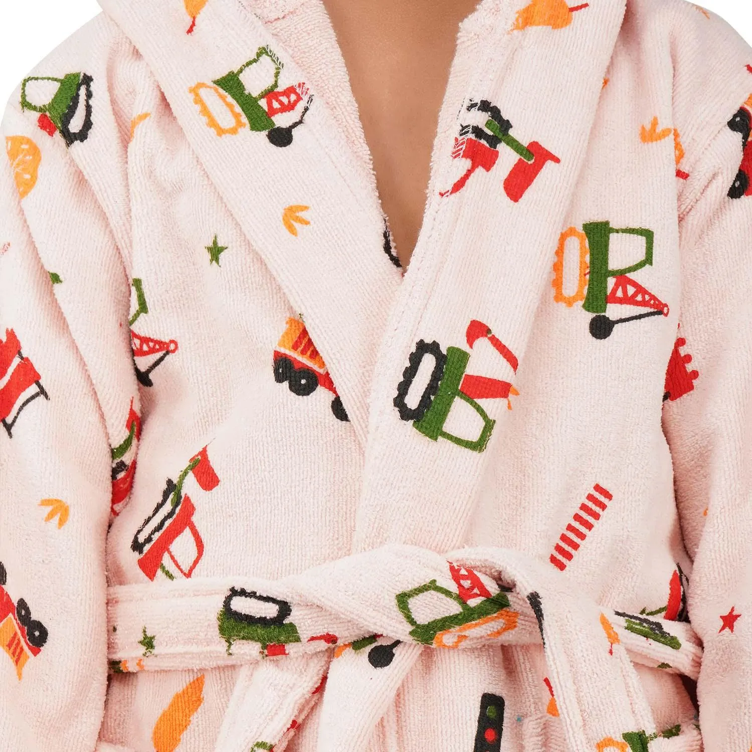 Rangoli Kids Cotton Bathrobe 400 GSM (Tractor Design) for Girls and Boys