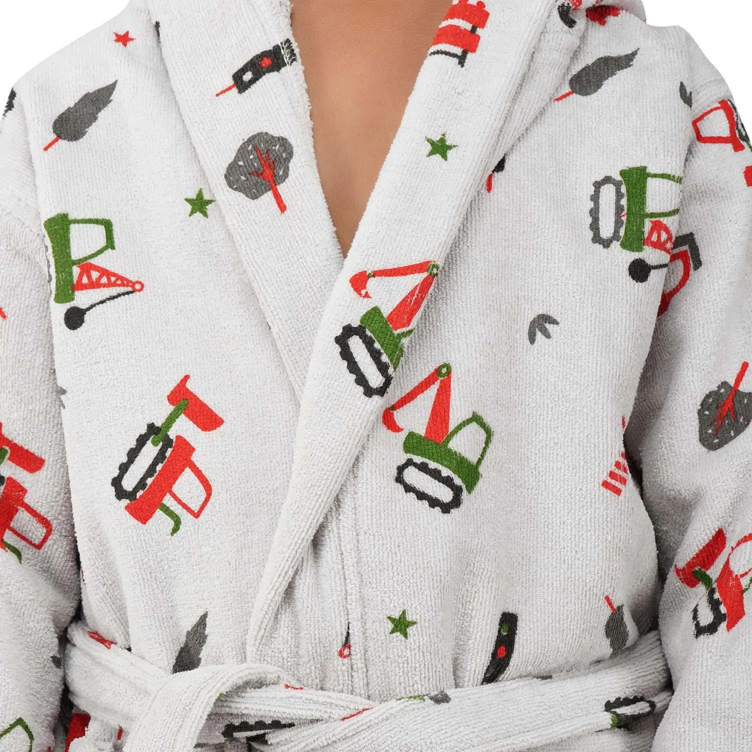 Rangoli Kids Cotton Bathrobe 400 GSM (Tractor Design) for Girls and Boys