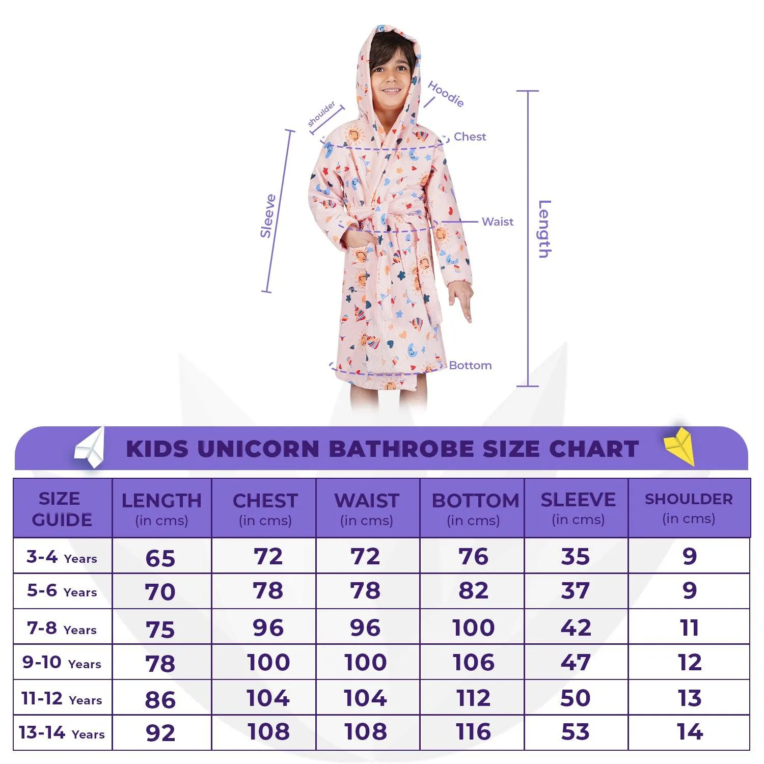 Rangoli Kids Unicorn Cotton Bathrobe 400 GSM for Girls and Boys