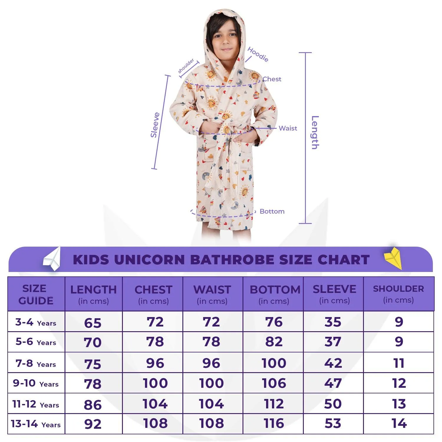 Rangoli Kids Unicorn Cotton Bathrobe 400 GSM for Girls and Boys