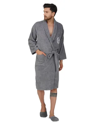 Rangoli Organic Bamboo Bathrobe for Men | Dark Grey