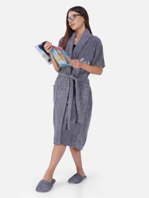 Rangoli Organic Bamboo Bathrobe for Women | Dark Grey
