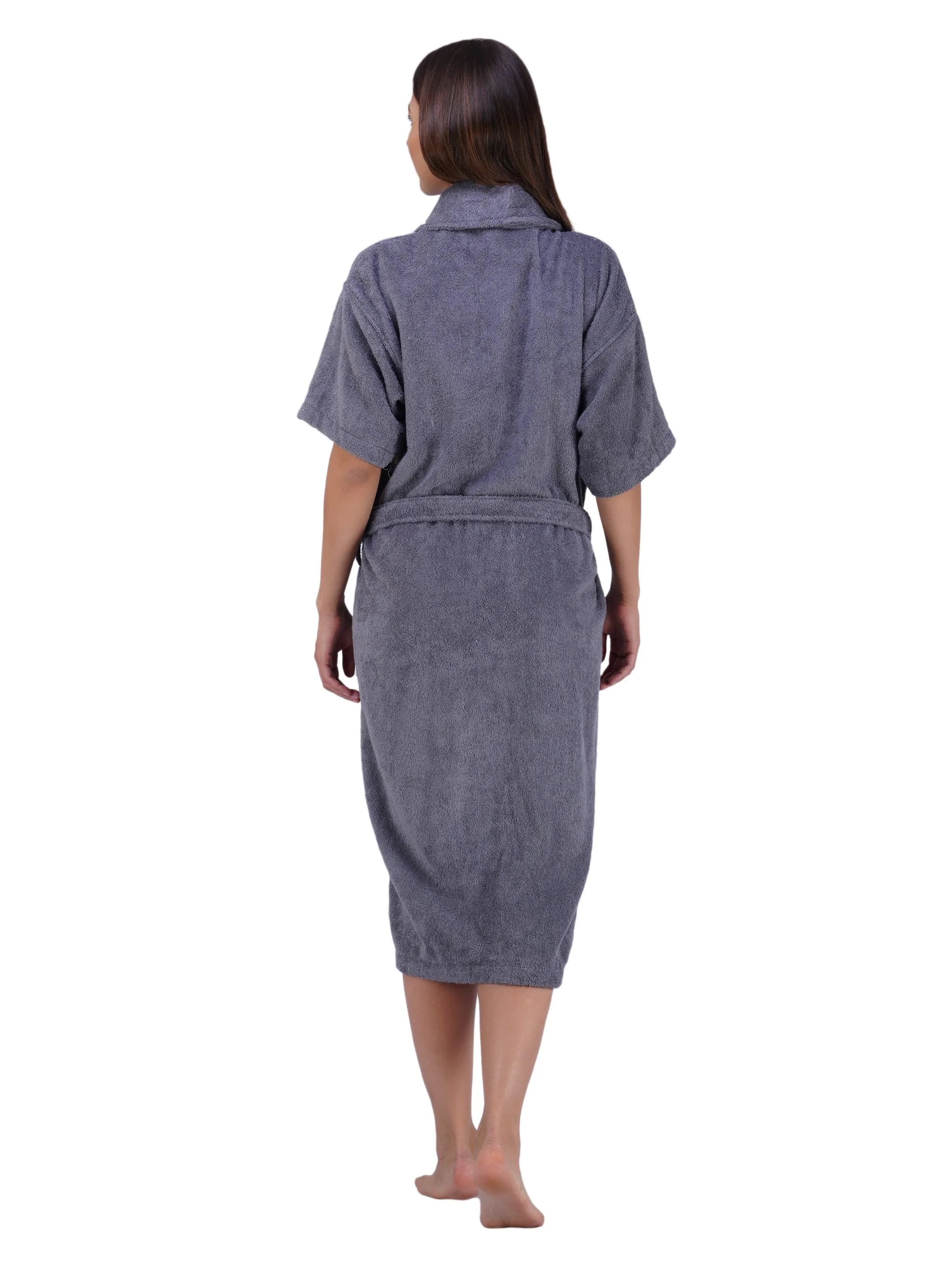 Rangoli Organic Bamboo Bathrobe for Women | Dark Grey