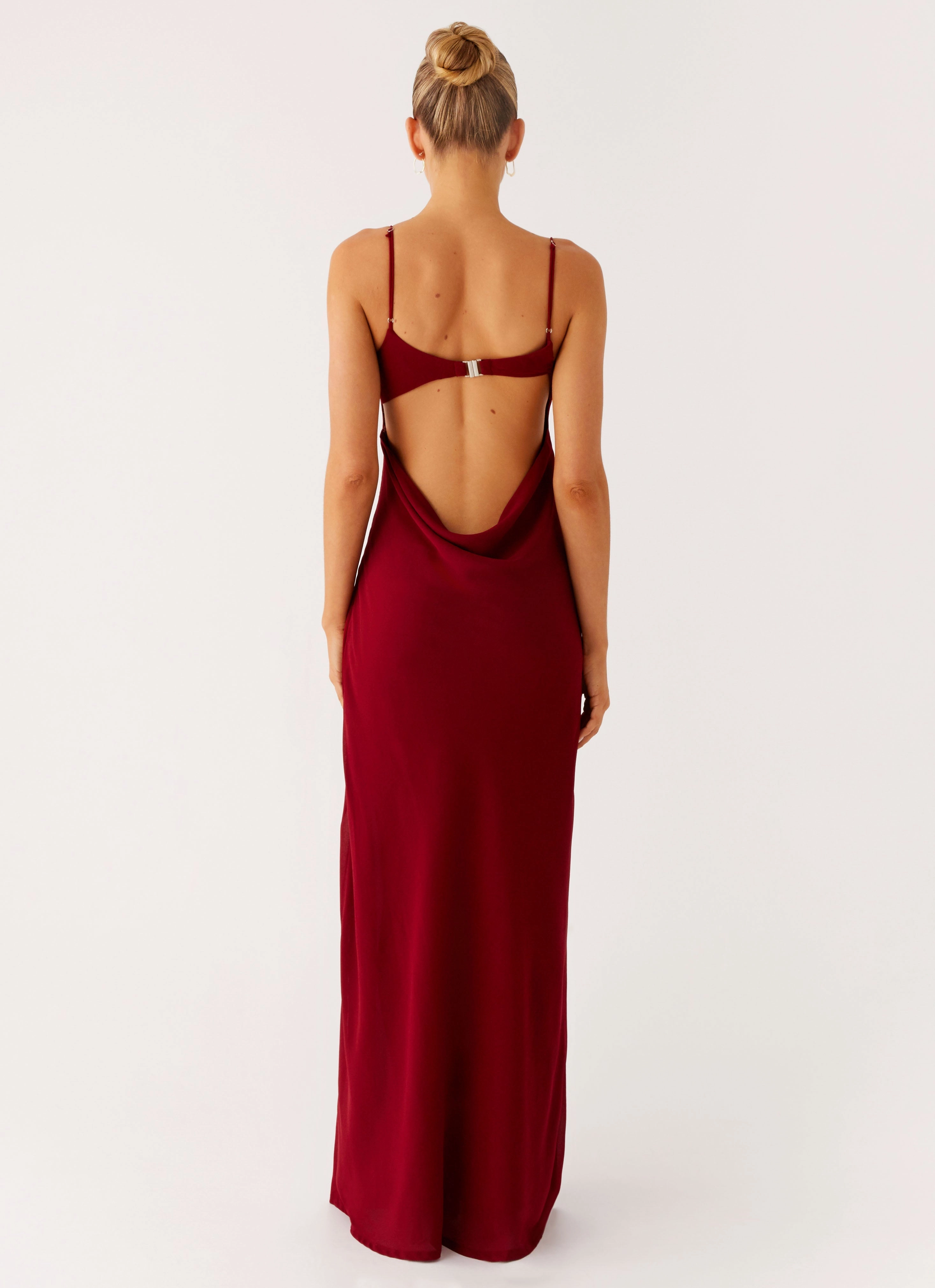Anti-Static-Finish Alouette Maxi Dress - Burgundy