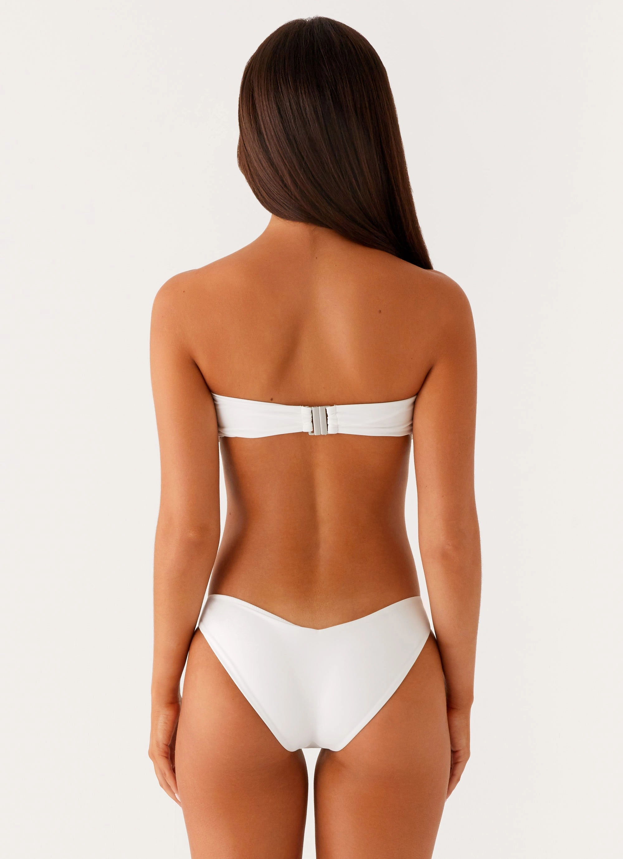 Tropical Vacation Delta Bandeau Bikini Top - White