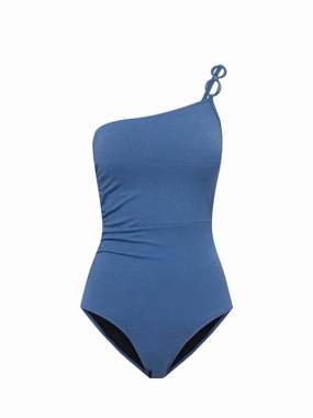 Kara One Piece In Steel Blue Metallic Pique Water Repellent Coating