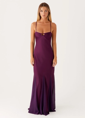 Interchangeable-Detail Ravello Maxi Dress - Mulberry