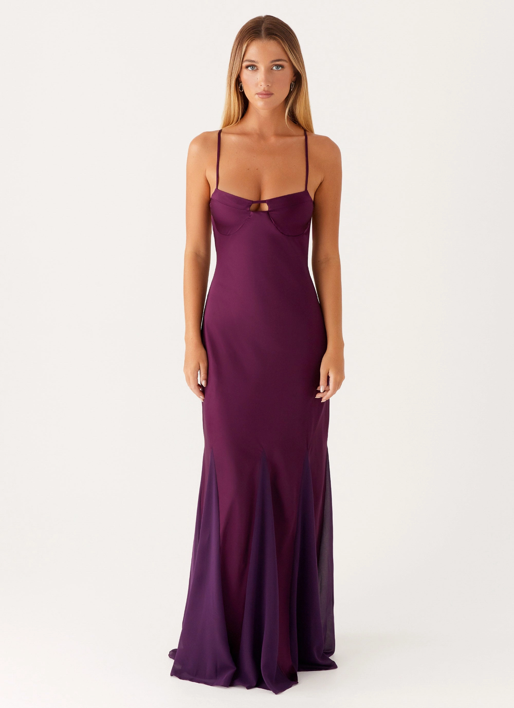 Interchangeable-Detail Ravello Maxi Dress - Mulberry