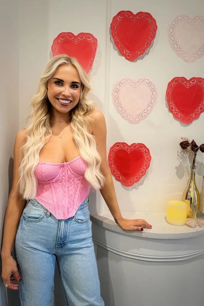 Soft Touch Texture Amore Lace Bustier Top - Blush