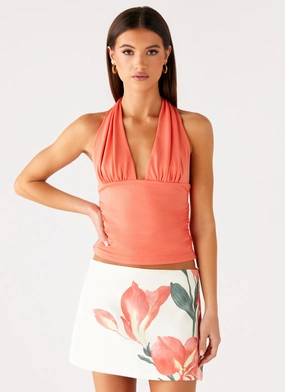 Avena Halter Top - Coral LowImpact Manufacturing