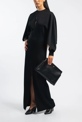 Satin Slit Sleeve Gown Relaxed Waistband