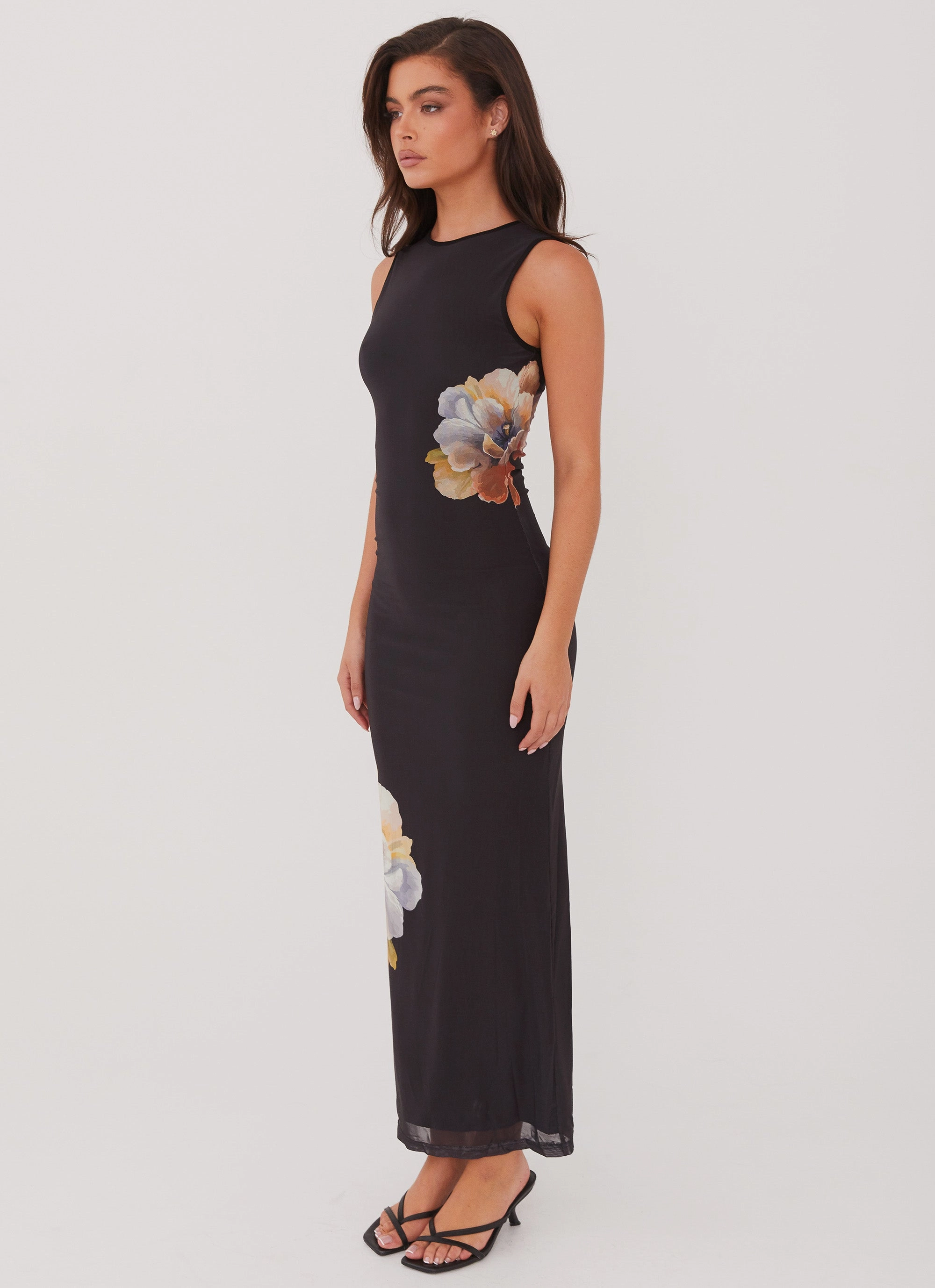 Side Effects Mesh Maxi Dress - Black Orchid Versatile Wear Smart Tailoring