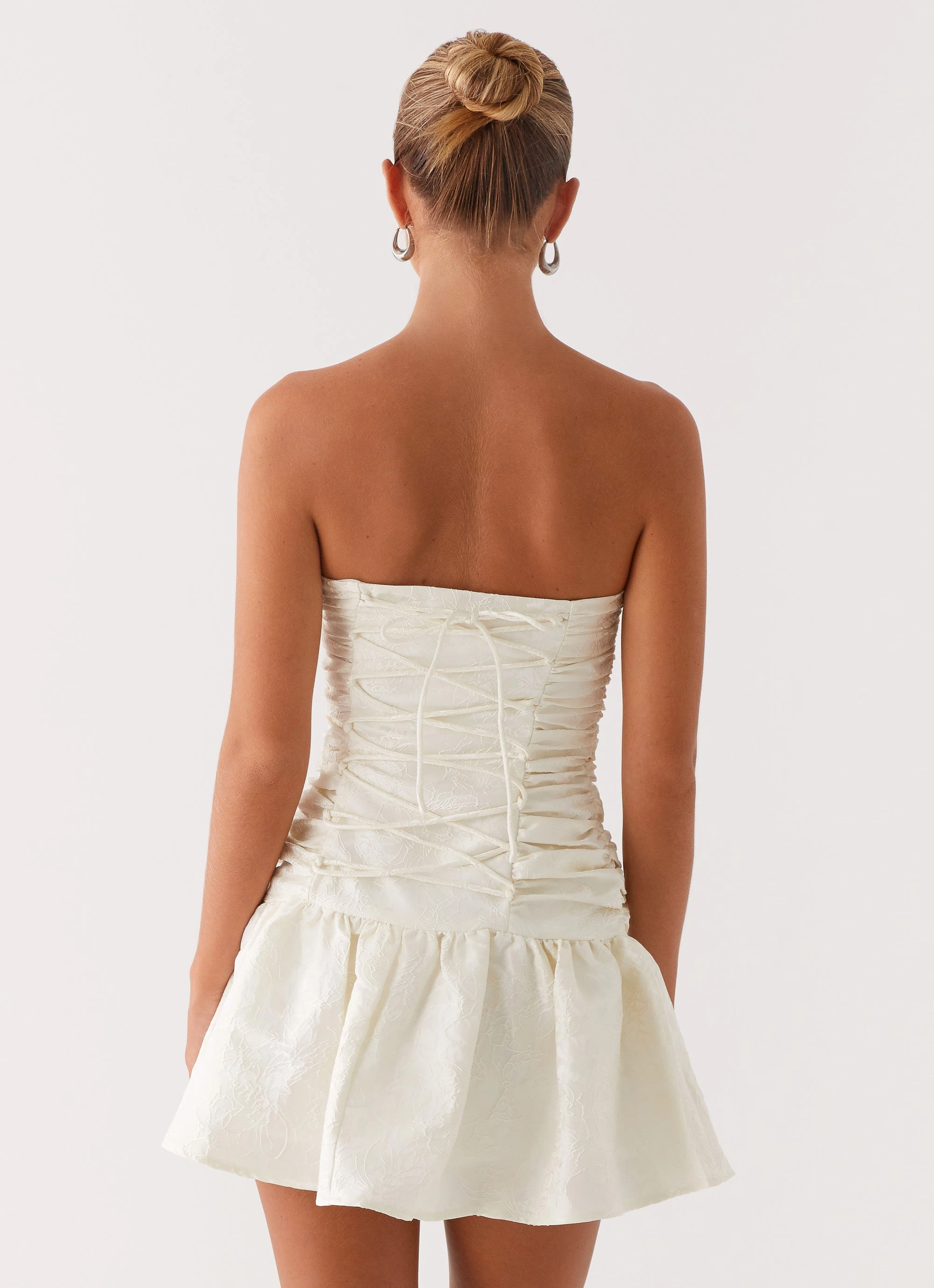 Ray Of Light Mini Dress - White Fold Over Detail