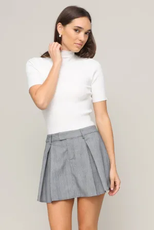 MultiPurposeUtility Foldable Cuff Design Rebecca Ribbed Mock Neck Sweater