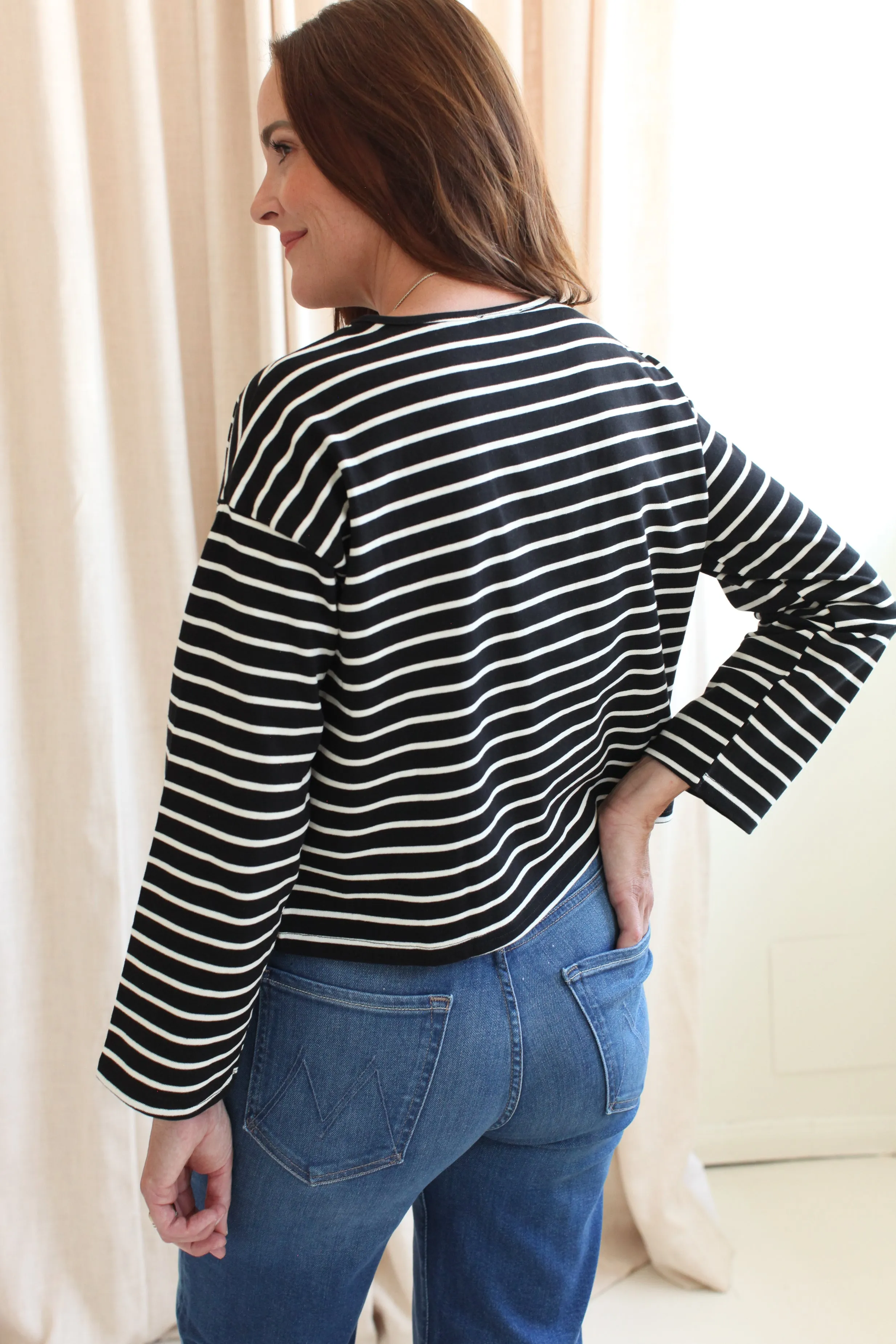 Shelly Stripe Top- White Stripe SoftLining