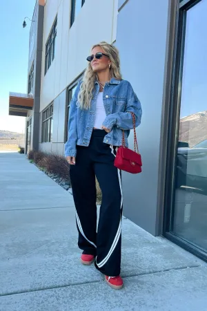 Contrast Glide Wide Leg Pants simple design