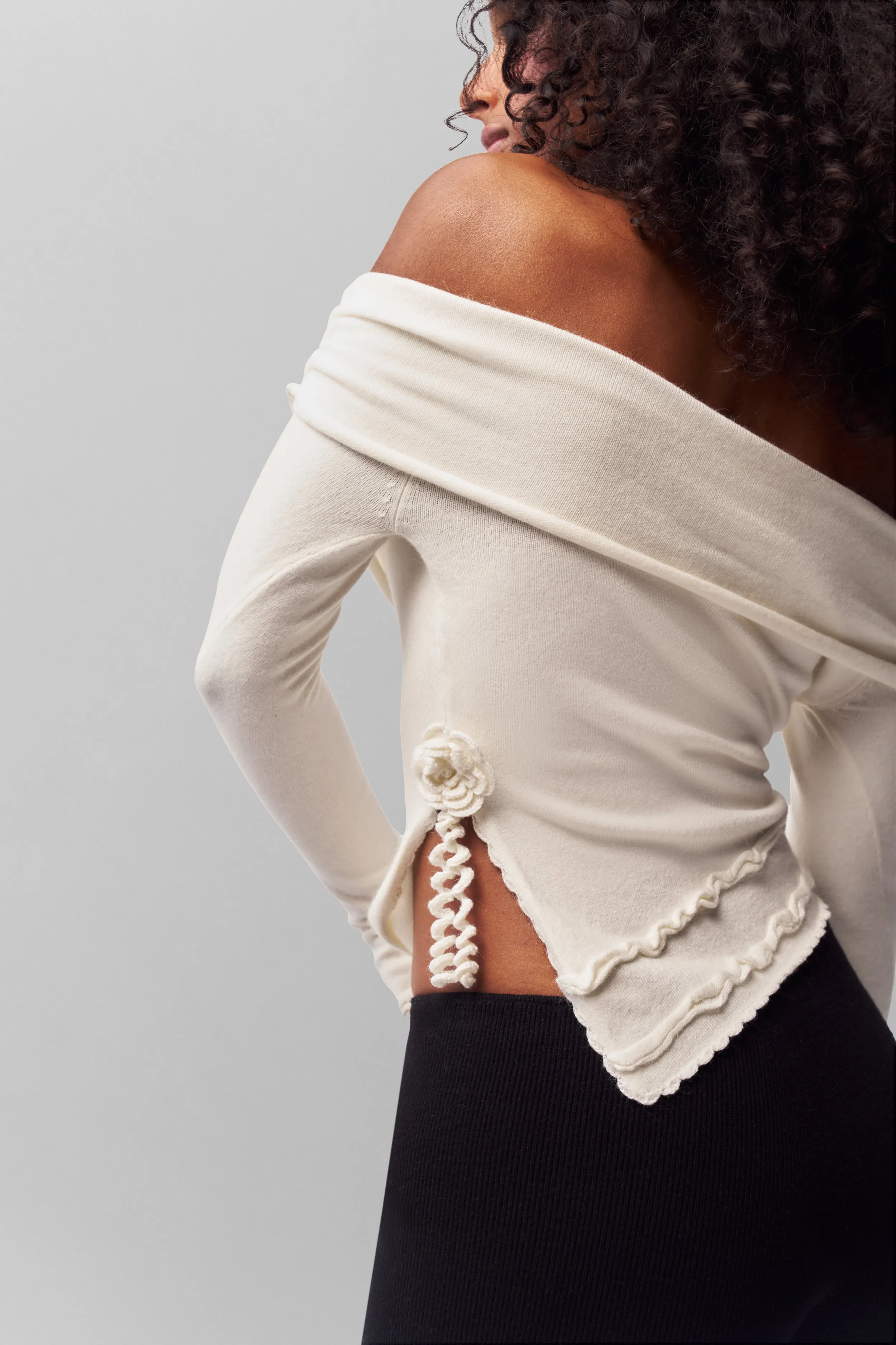Soler Fold Over Knit Top Tailored Silhouette
