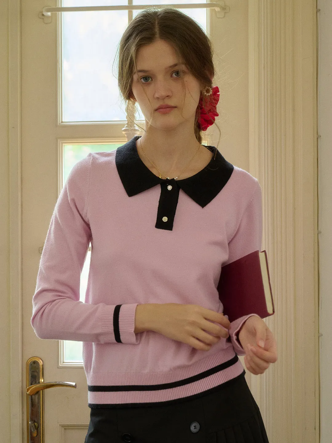??Final Sale??Dolly Round Neck Contrasting Sweater Flowing Design